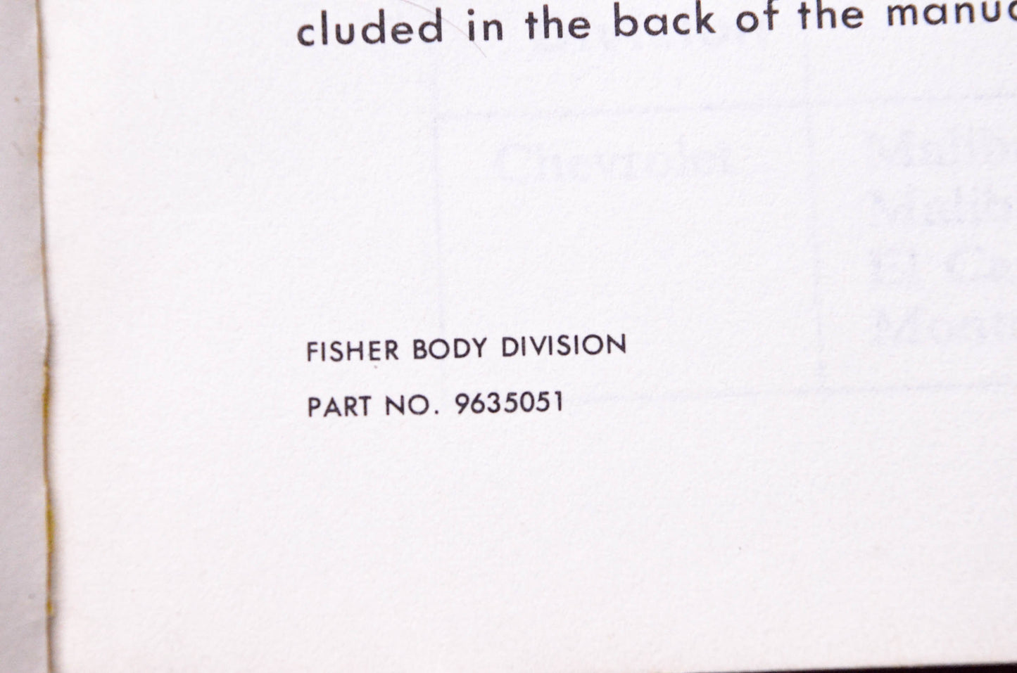General Motors Corporation 9635051 1978 Fisher Body Service Manual