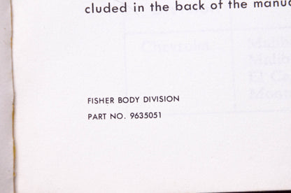General Motors Corporation 9635051 1978 Fisher Body Service Manual