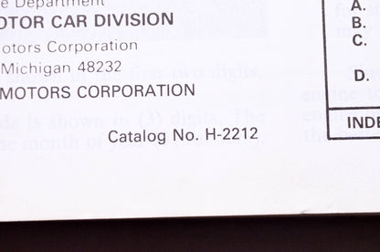Cadillac H-2212 Service Information Final Edition Brougham Eldorado & Seville 1985