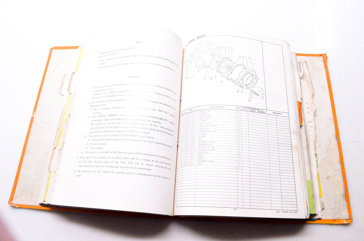 Kubota Dec' 1977 Kubota Tractor Parts List