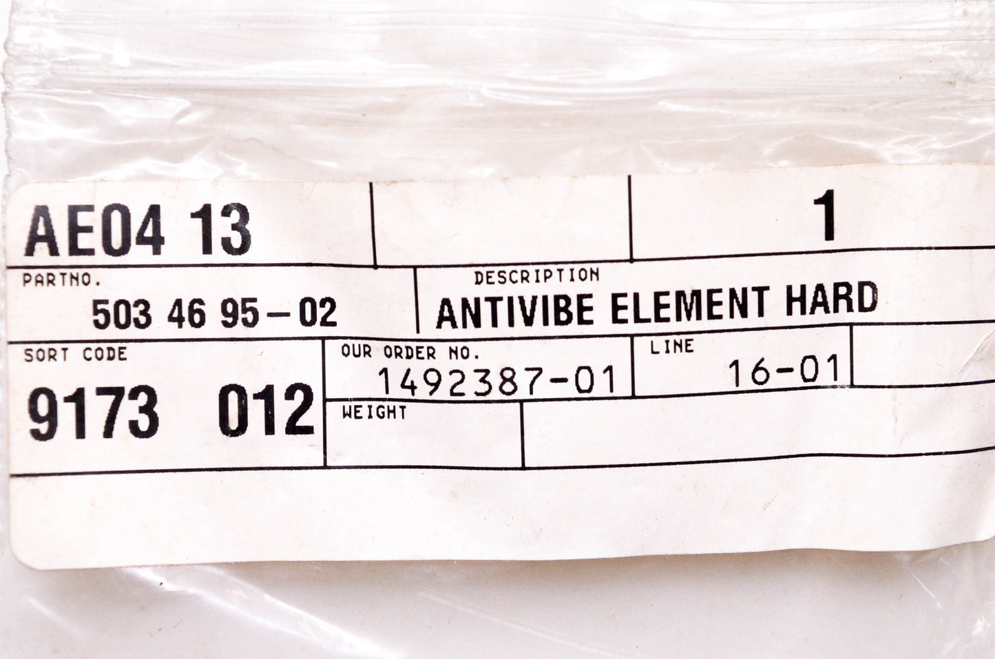 New OEM Husqvarna 503469502, 503 46 95-02 Antivibe Element NOS