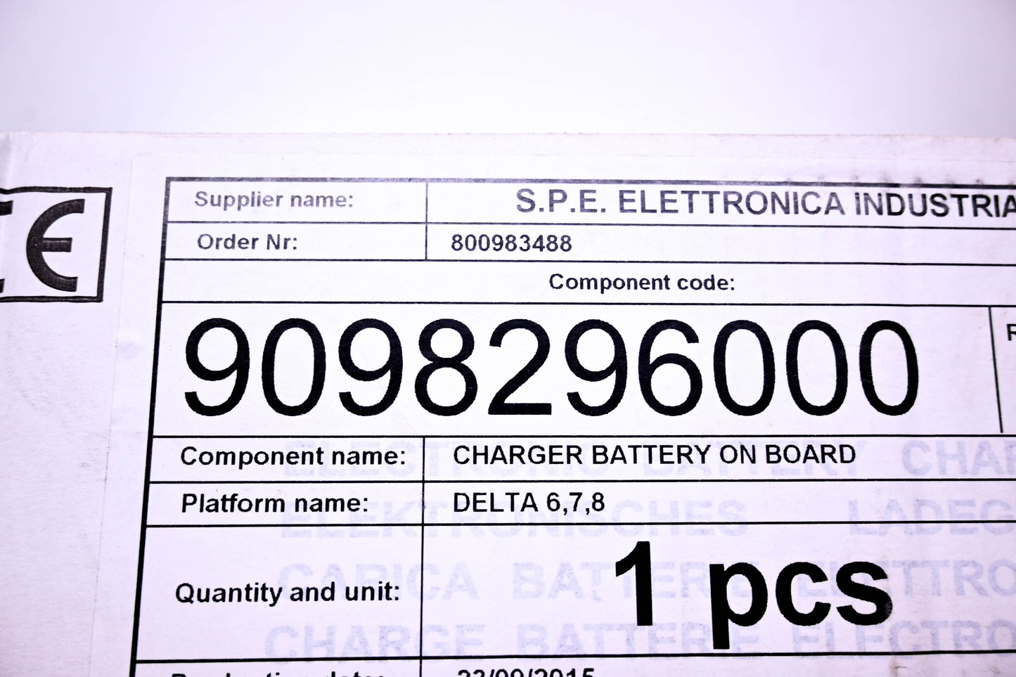 SPE 9098296000 Electronic Battery Charger NOS