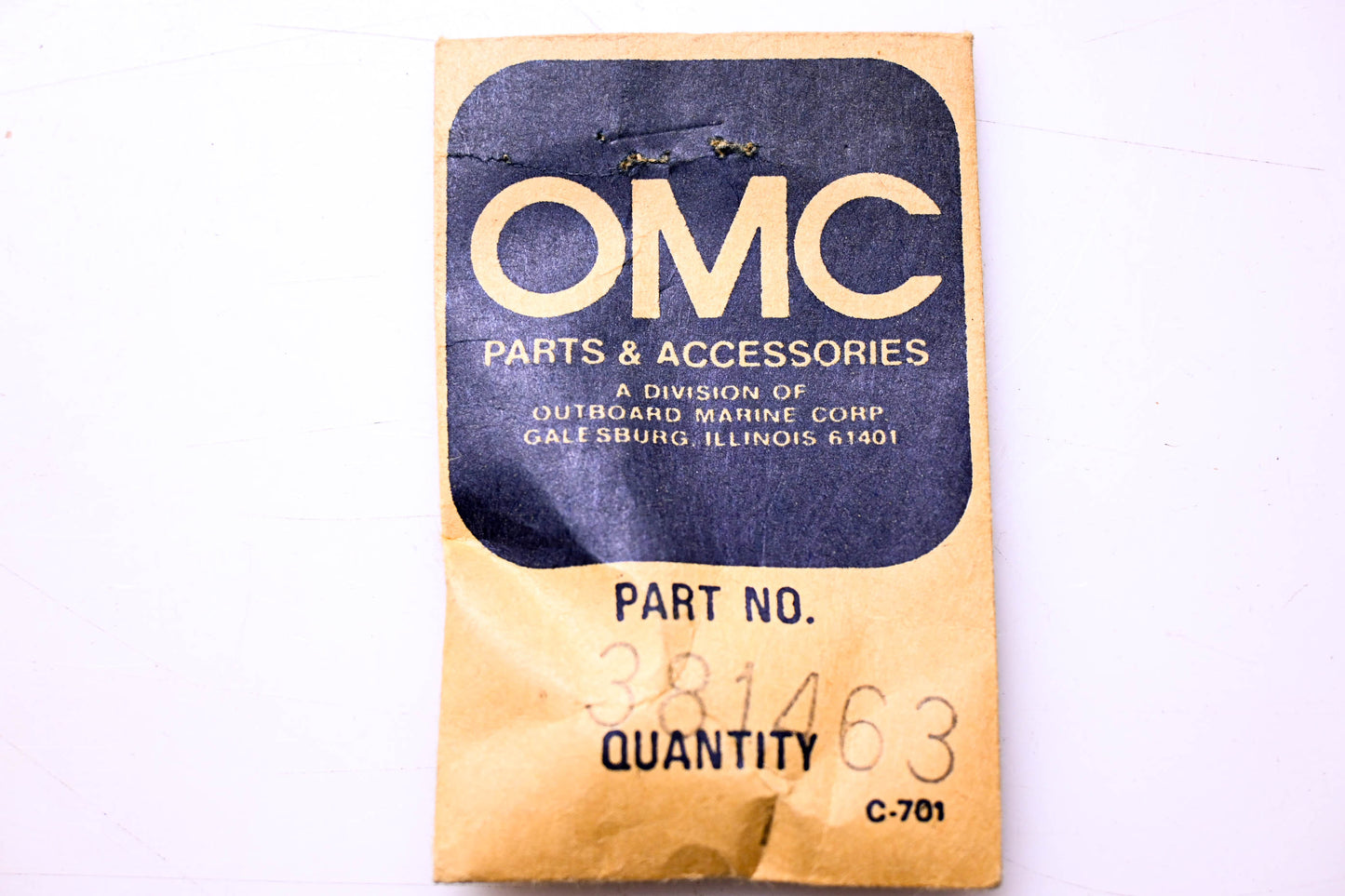 OMC 381463 Valve Needle Seat Kit NOS