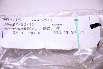 New OEM Husqvarna 532 43 29-14 Decal NOS