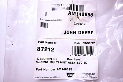 New OEM John Deere AM140895, 87212 Harness NOS