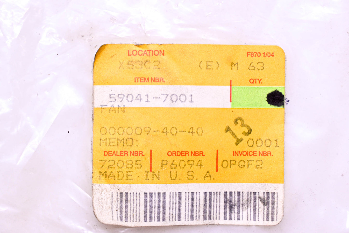 New OEM Kawasaki 59041-7001 Fan NOS