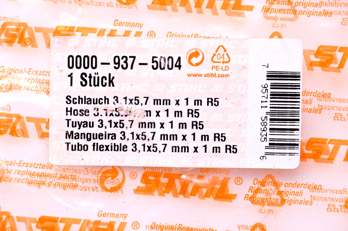 New OEM Stihl 0000-937-5004 Hose 14" NOS