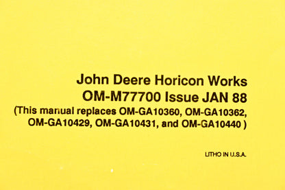 OEM John Deere OM-M77700 JD24 & 170 Skid-Steer Loaders Operator's Manual