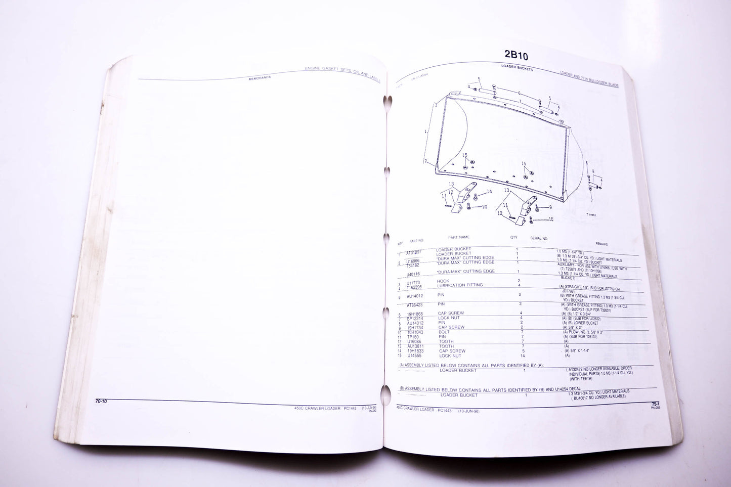 OEM John Deere PC1443 450C Crawler Loader Parts Catalog