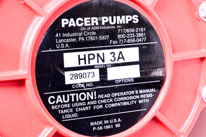 Pacer Pumps HPN3A , P-58-1861 Drum Pump & Hose NOS