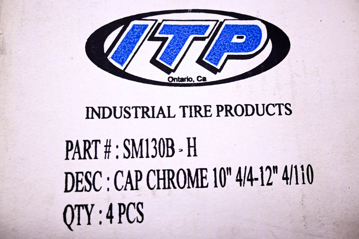 ITP SM130BBX Black Caps Qty 4 NOS