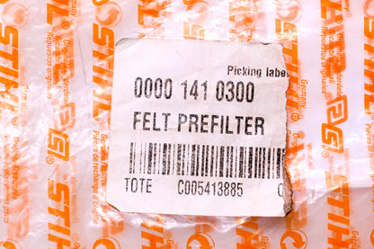 New OEM Stihl 0000 141 0300 Pre-Filter NOS