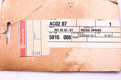 New OEM Husqvarna 501402201, 501 40 22-01 Starter Spring NOS