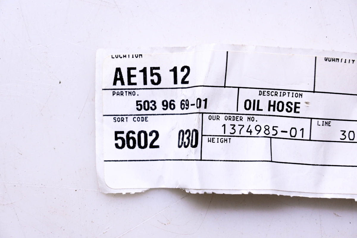 New OEM Husqvarna 503966901, 503 96 69-01 Oil Hose NOS