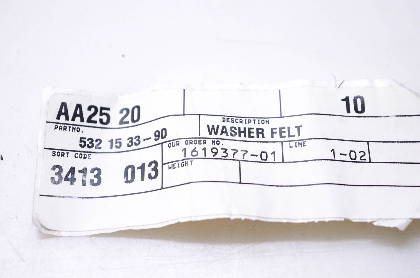 New OEM Husqvarna 532 15 33, AA25 20, 532153390 Felt Washer NOS