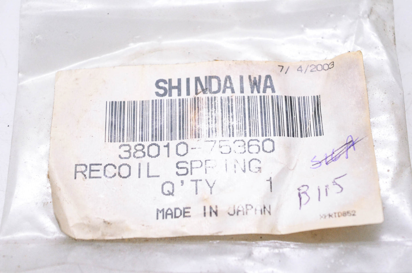 Shindaiwa 38010-75360 Recoil Spring NOS