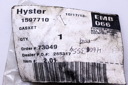 Hyster 1597710 Thermostat Gasket NOS