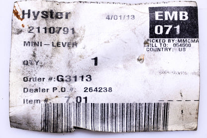 Hyster 2110791 Lever NOS