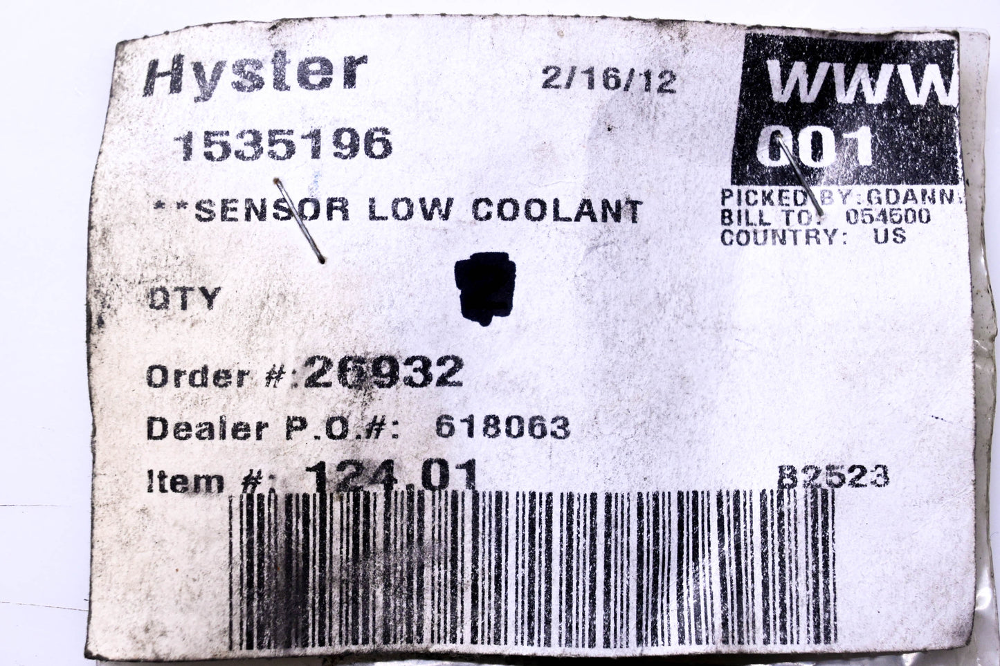 Hyster 1535196 Sensor NOS