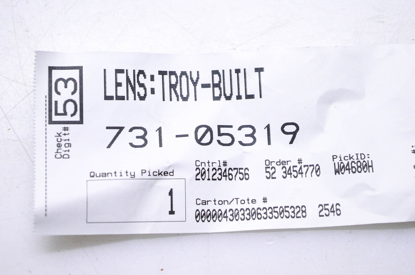 Troy Bilt 731-05319 Lens NOS