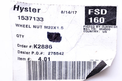 Hyster 1537133 Nut NOS