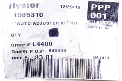 Hyster 1565310 Auto Adjuster Kit Right Hand NOS