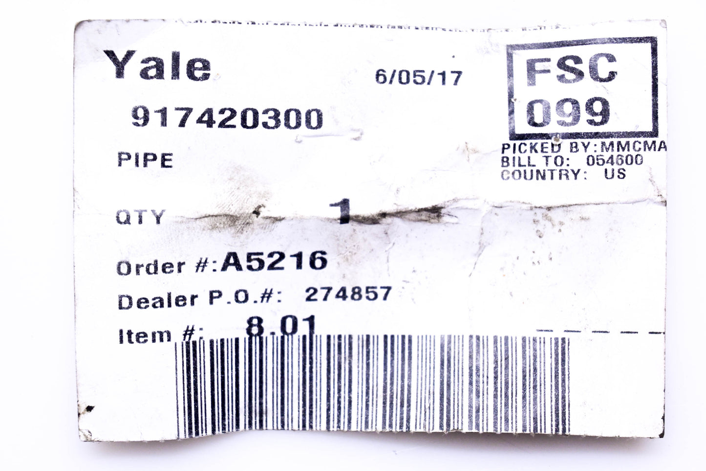 Yale 917420300 Pipe NOS