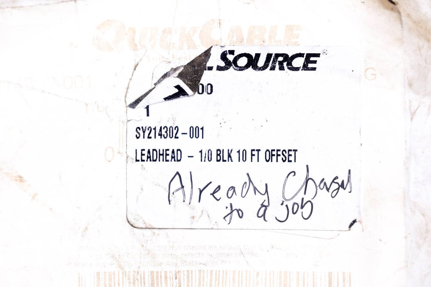 Total Source 214302-001, SY214302-001 Cable with Offset Leadhead 54" NOS