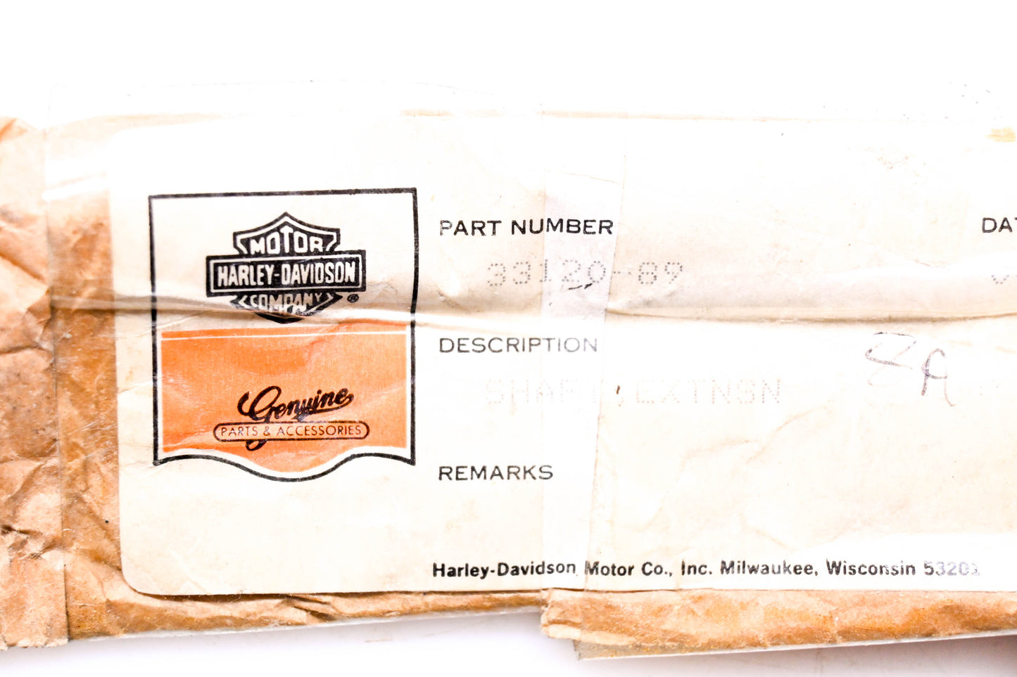 New OEM Harley-Davidson 33120-89 Extension Shaft NOS