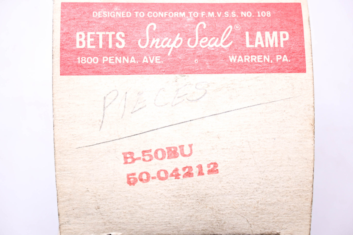 Betts B-50BU, 50-04212 Snap Seal Lamp Kit NOS