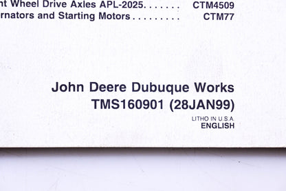 OEM John Deere TMS160901 310SE & 315 SE Backhoe Loader Repair Wheels & Axles Technical Manual
