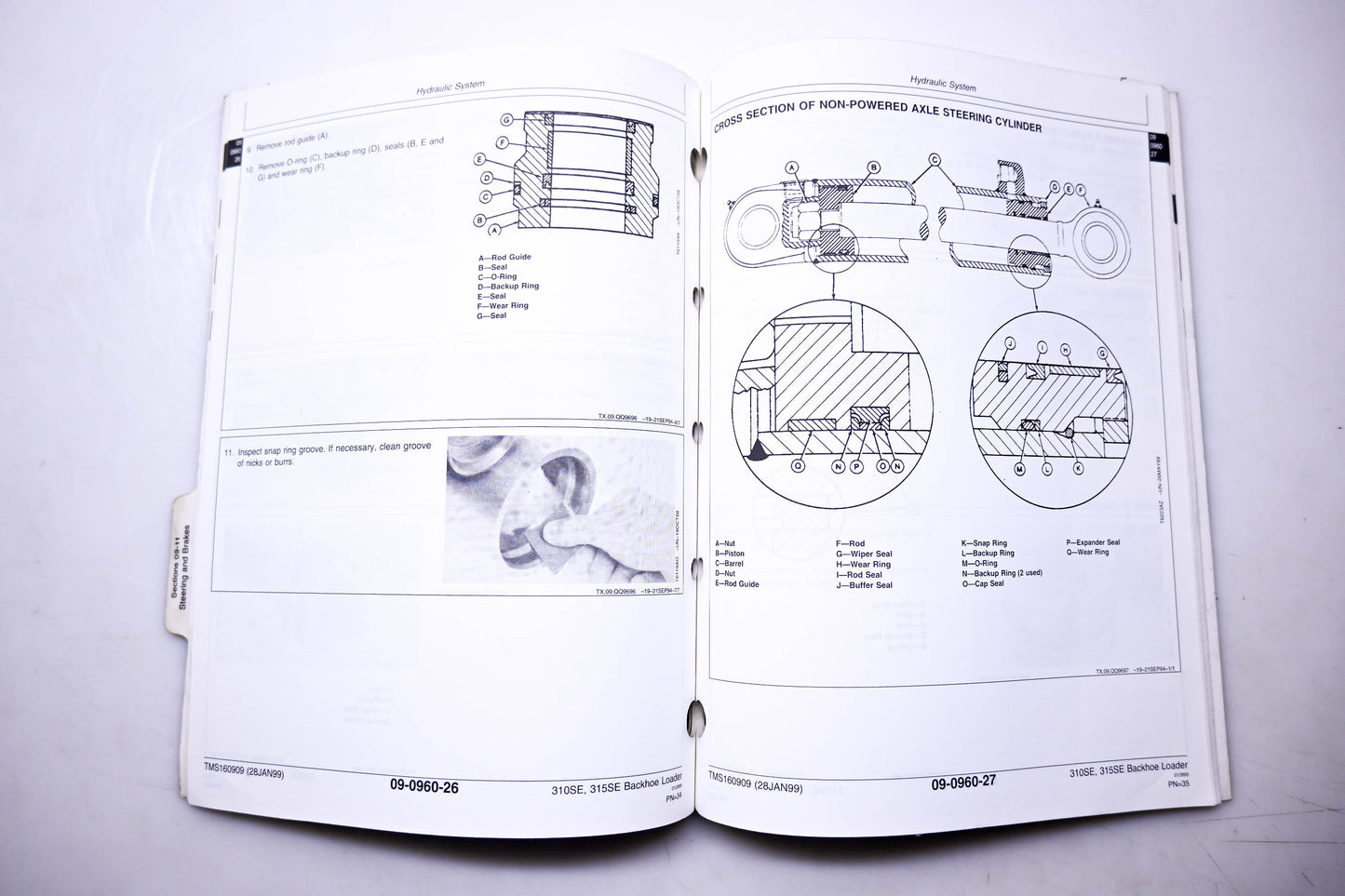 OEM John Deere TMS160909 310SE & 315 SE Backhoe Loader Repair Steering & Brakes Technical Manual
