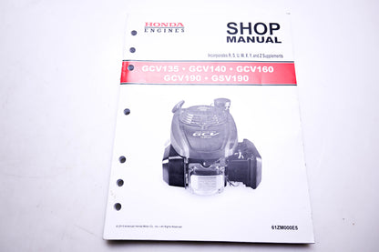 OEM Honda 61ZM000E5 Shop Manual GV135 GCV140 GCV160 GCV190 GSV190