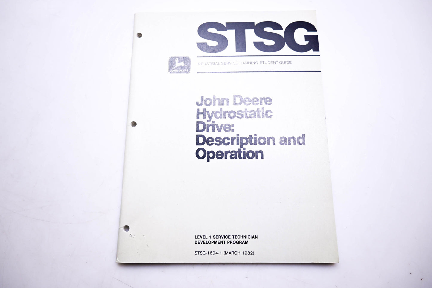 New OEM John Deere STSG-1604-1 STSG Hydrostatic Drive Description & Operation Training Guide NOS