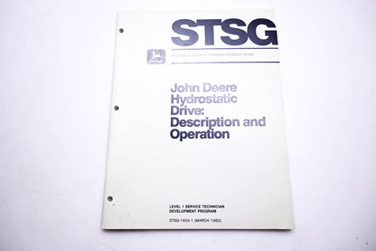 New OEM John Deere STSG-1604-1 STSG Hydrostatic Drive Description & Operation Training Guide NOS