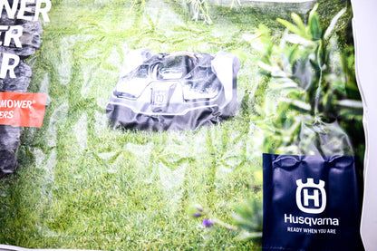New OEM Husqvarna ZB025-12 Husqvarna Greener Faster Better Banner 41"x24" NOS