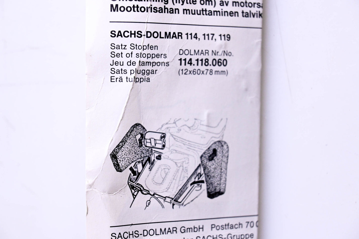 Sachs-Dolmar 114.118.060 2 Stoppers NOS