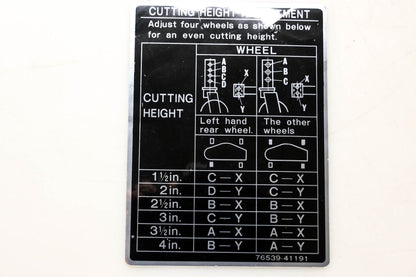 Kubota 76539-41190 Cutting Height Decal NOS