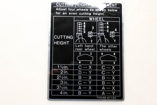 Kubota 76539-41190 Cutting Height Decal NOS