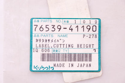 Kubota 76539-41190 Cutting Height Decal NOS