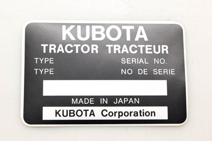 Kubota 32430-65453 Name Plate NOS