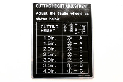 Kubota 66071-61740 Cutting Height Decal NOS