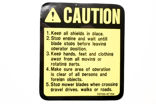 Kubota 70720-47154 Caution Decal NOS