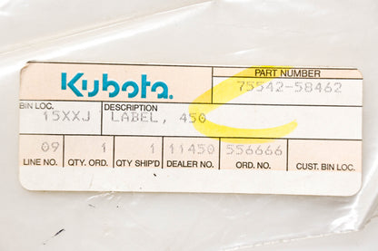 Kubota 75542-58462 LA450 Decal NOS