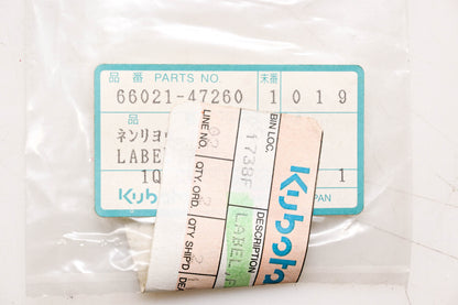 Kubota 66021-47260 Fuel Decals Qty 2 NOS