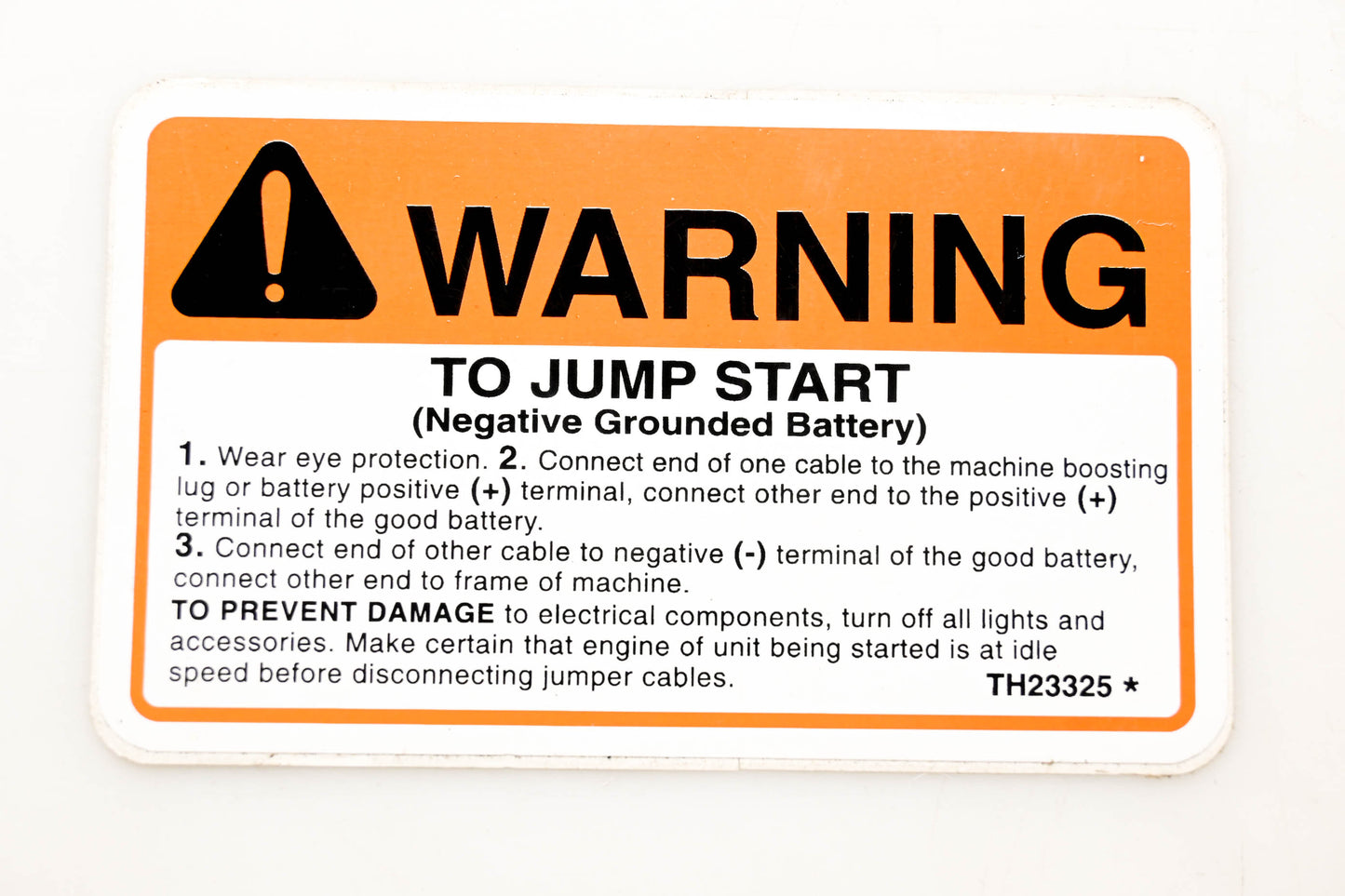 Thomas TH23325 Warning Jump Start Decal NOS