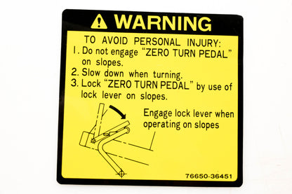 Kubota 76650-36450 Warning Label NOS