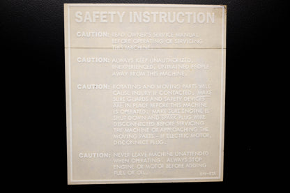 Stone SN-67A, 55046, ST55046 Safety Instruction Decal NOS