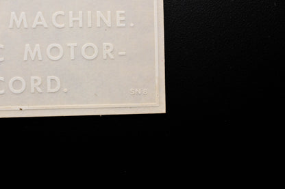 Stone SN-8 Warning Stop Engine When Cleaning Decal NOS