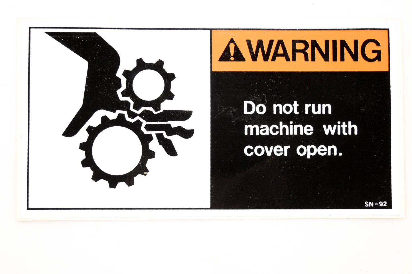 Stone SN-92 Warning Machine & Cover Open Decal NOS